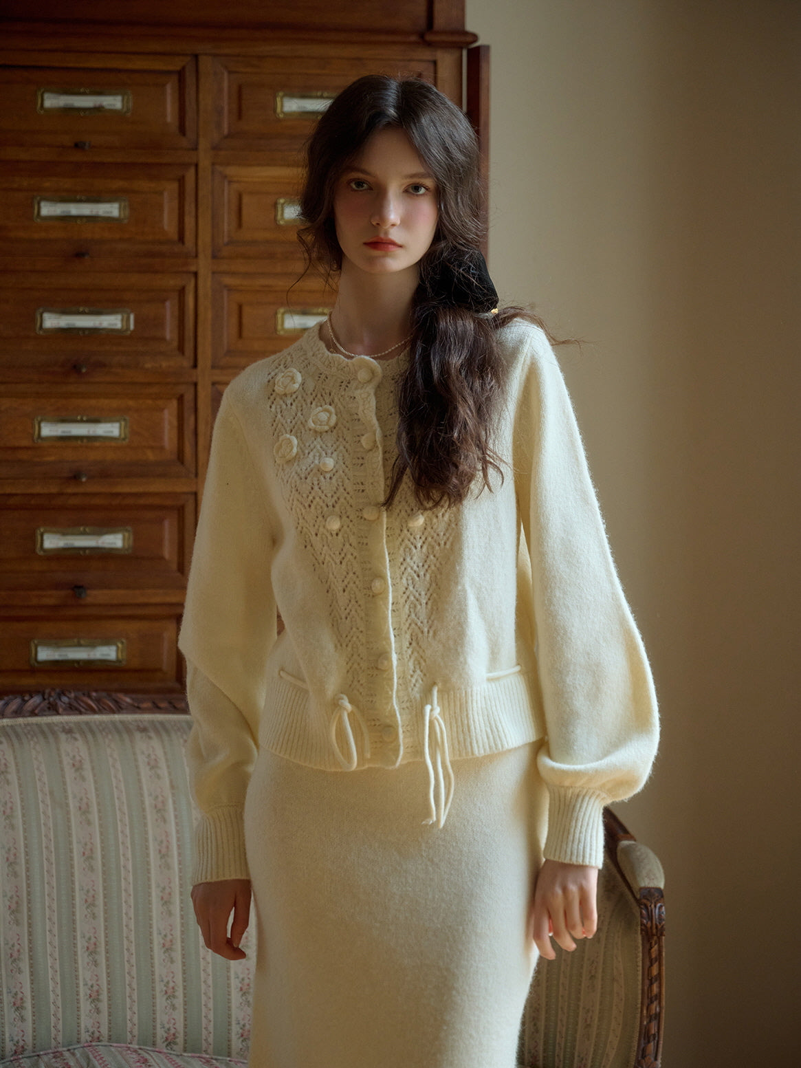 Rosette Bloom Knit Cardigan