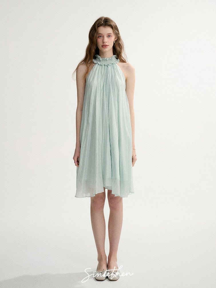 Ethereal Ruffle Halter Dress