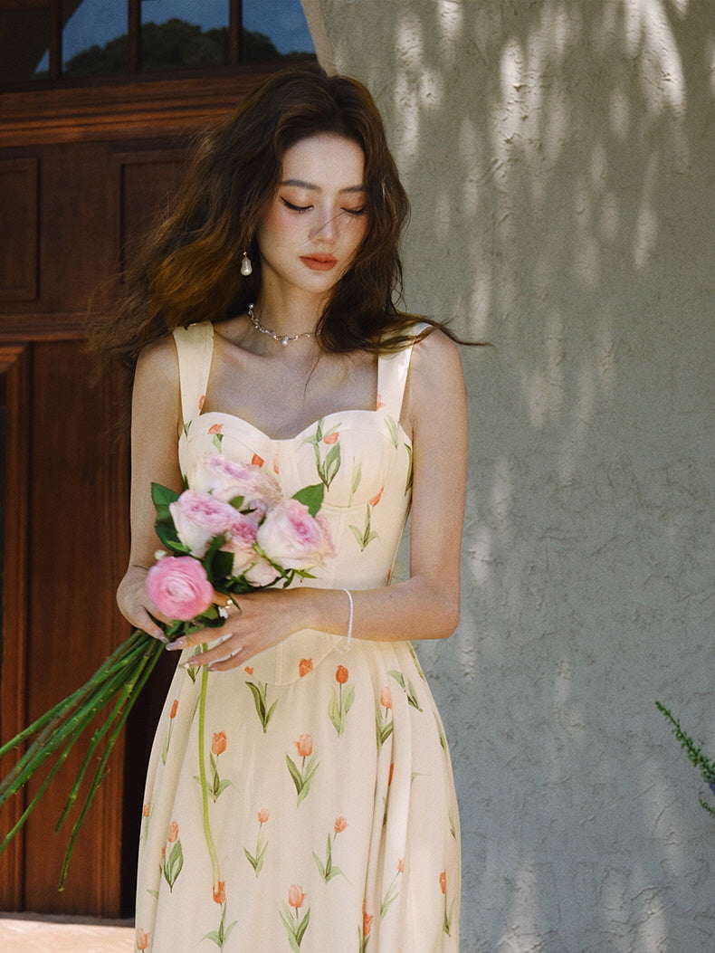 Ethereal Tulip Blossom Corset Dress