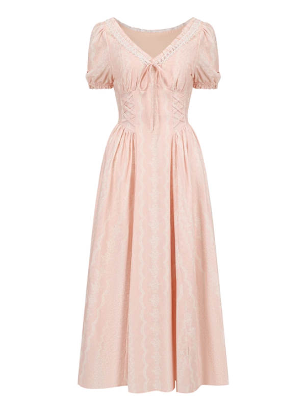 Blush Rose Corset Ribbon Dress