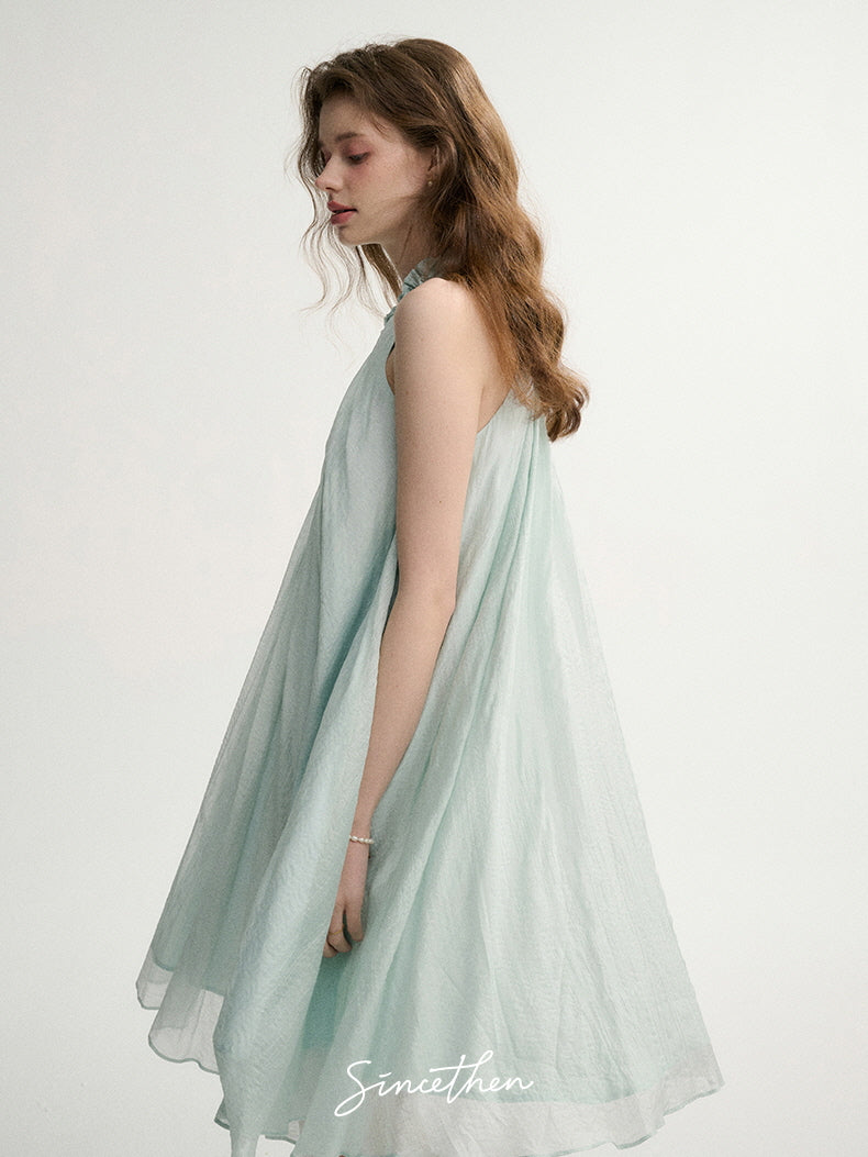 Ethereal Ruffle Halter Dress