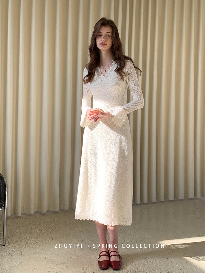 Vintage Lace Bell Sleeve Dress