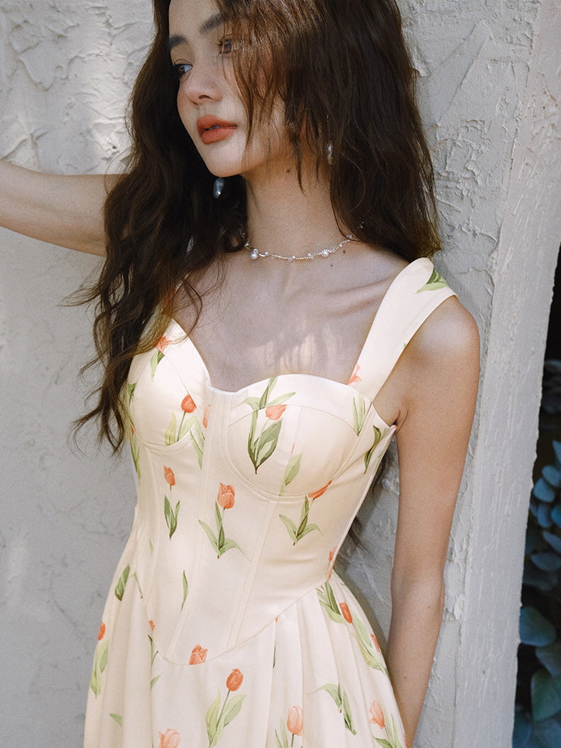 Ethereal Tulip Blossom Corset Dress