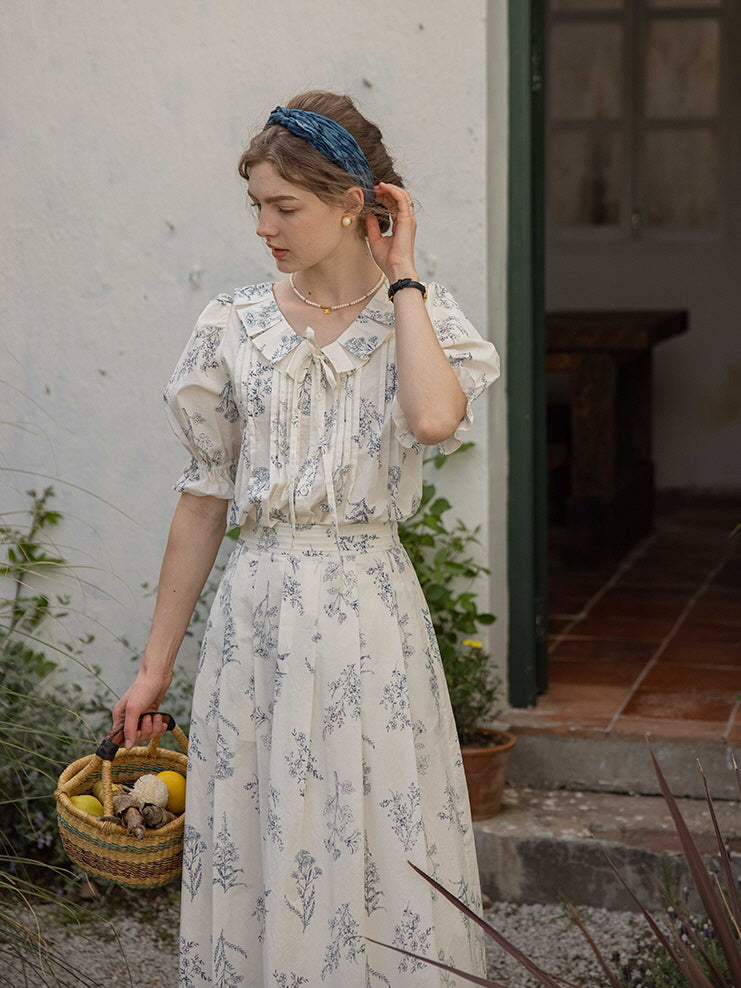Emma's Sky Blossom Cottage Blouse