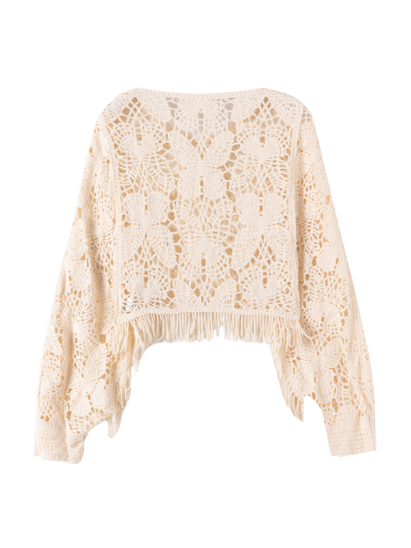 Bohemian Crochet Fringe Knit Top