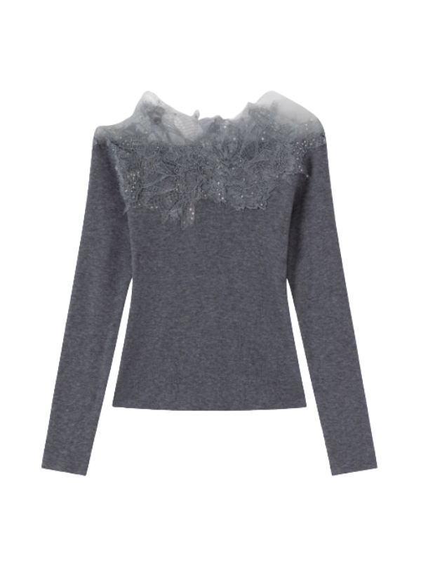 Whisper Lace Collar Knit Top