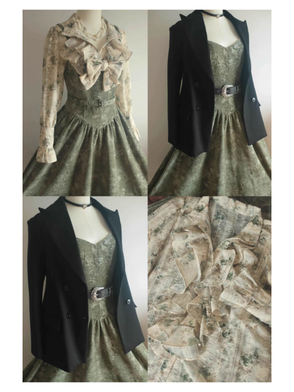 Forest Whispers Vintage Jacquard Dress