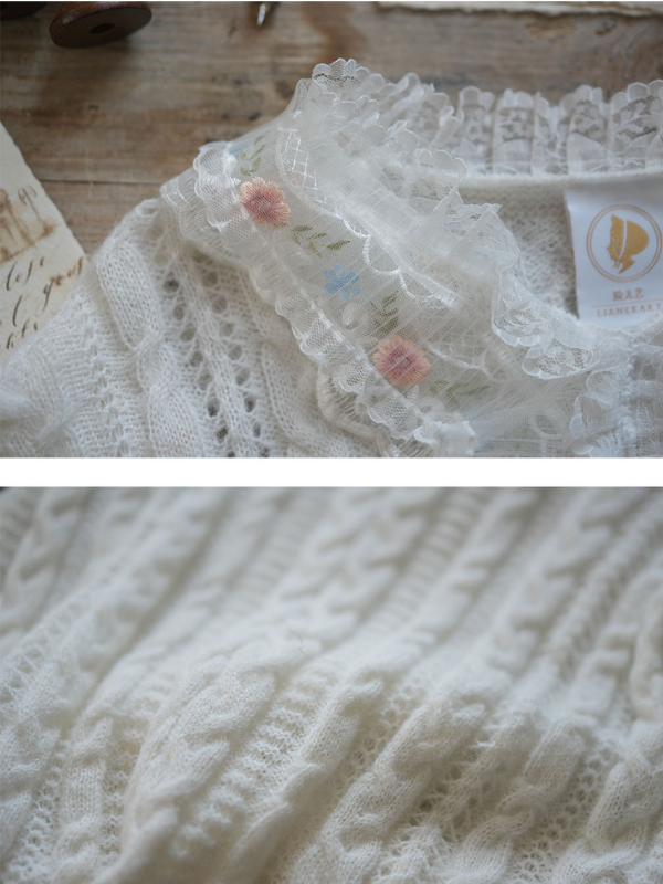 Romantic White Lace-Collared Blouse