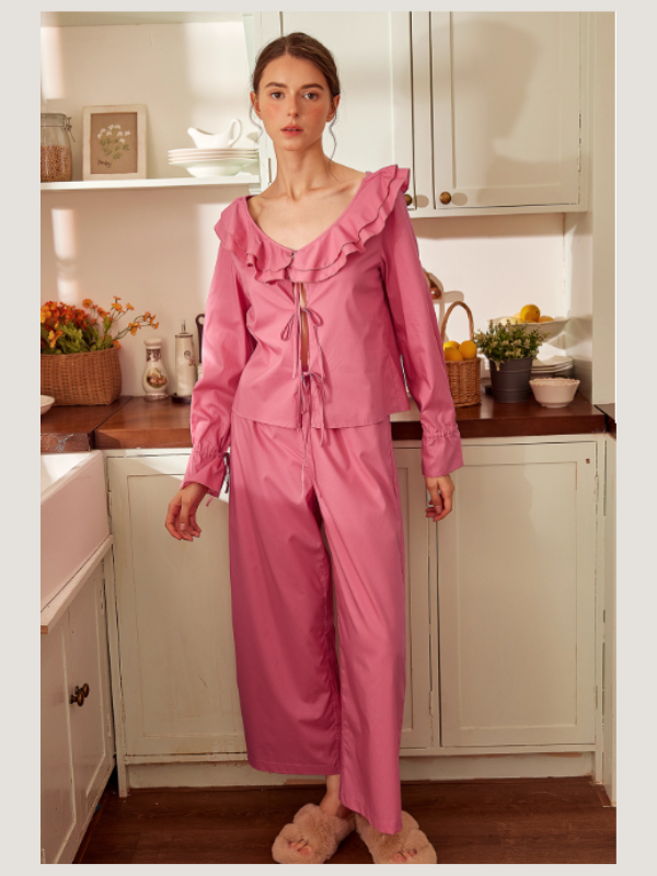 Rose Garden Ruffle Tie Loungewear Set