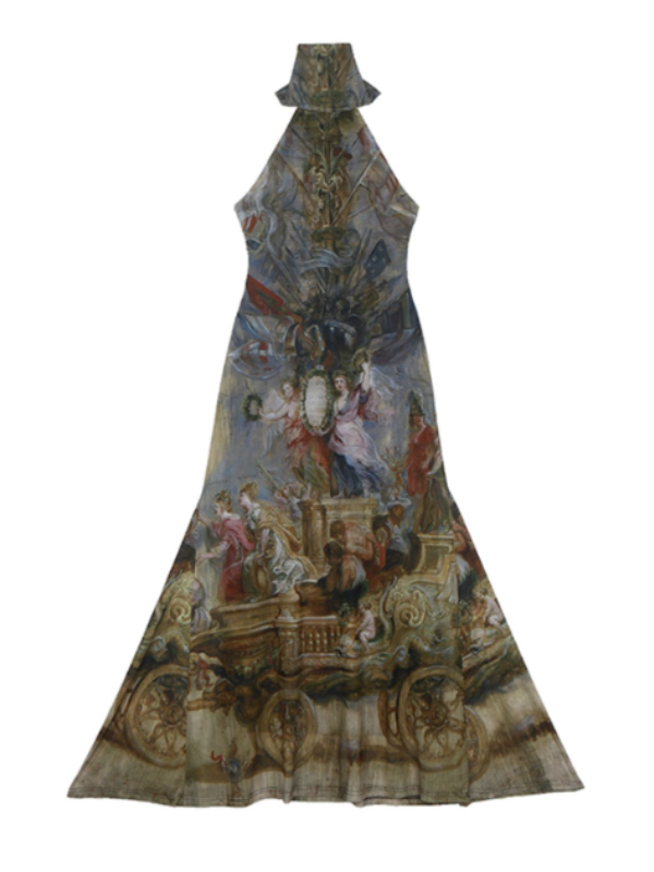 Baroque Allegory Halter Maxi Dress