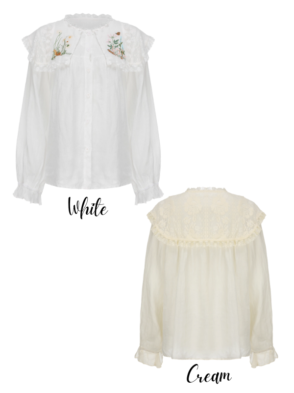 Wild Garden Embroidered Ramie Blouse