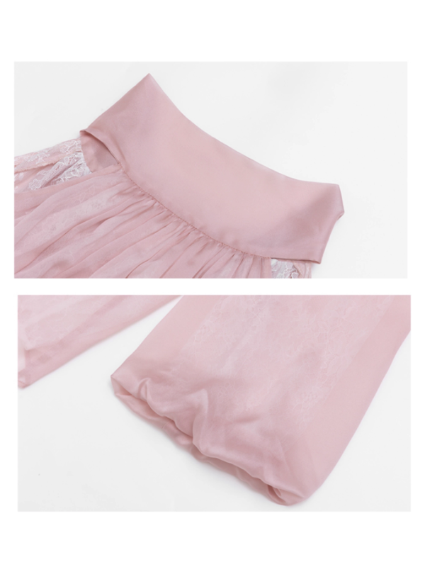 Blush Cold-Shoulder Chiffon Blouse