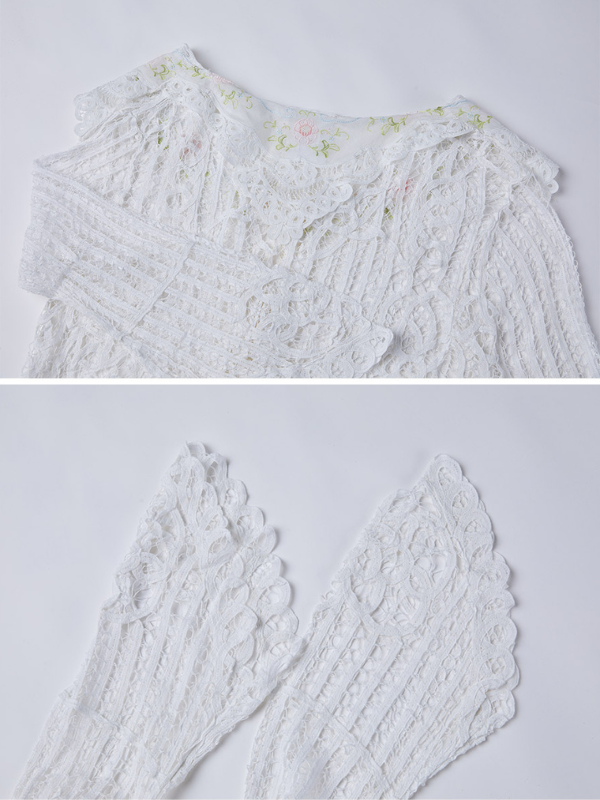 Vintage Floral Embroidered Lace Overlay