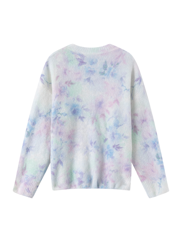 Dreamy Pastel Floral Mohair Sweater