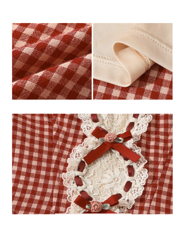 Vintage Cottagecore Red Gingham Dress