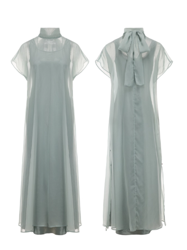 Ethereal Bow-Tie Sheer Dress