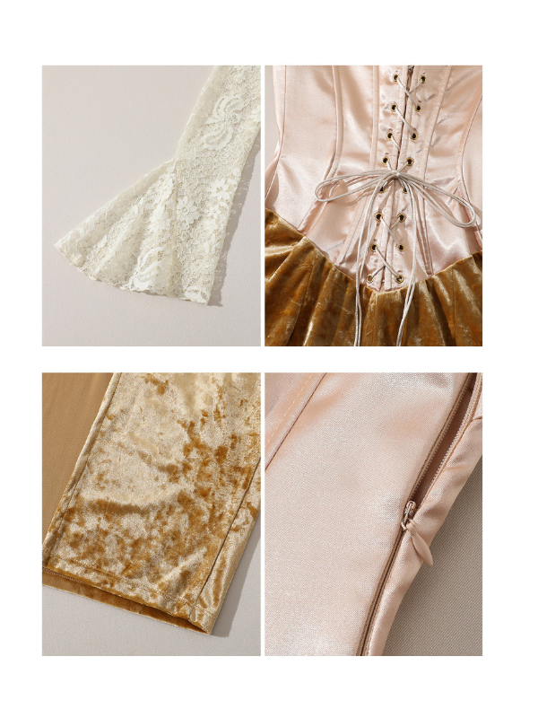 Vintage Floral Embroidered Velvet Dress