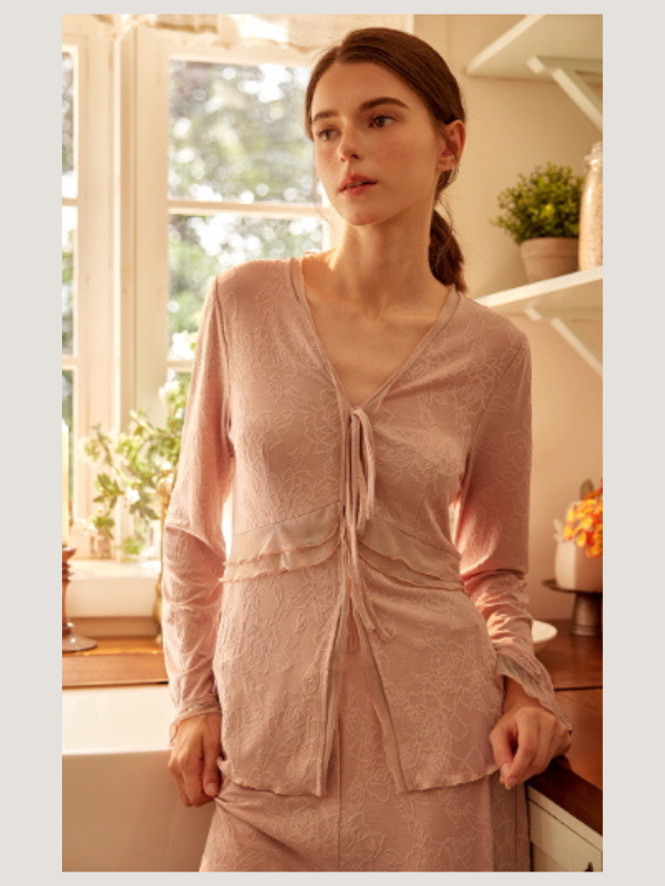 Blush Whisper Lace Loungewear Set