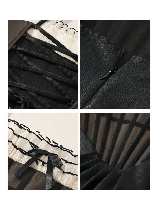 Midnight Elegance Grid Corset Dress