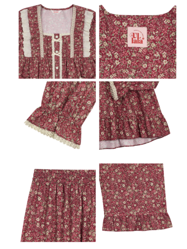 Rose Garden Vintage Lace Loungewear Set