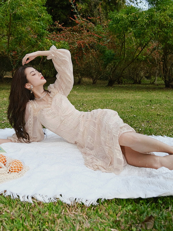 Elara's Dreamy Garden Pink Dress