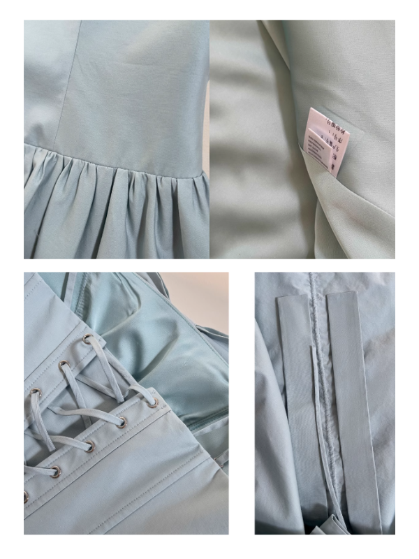 Powder Blue Garden Rose Lace-Up Dress