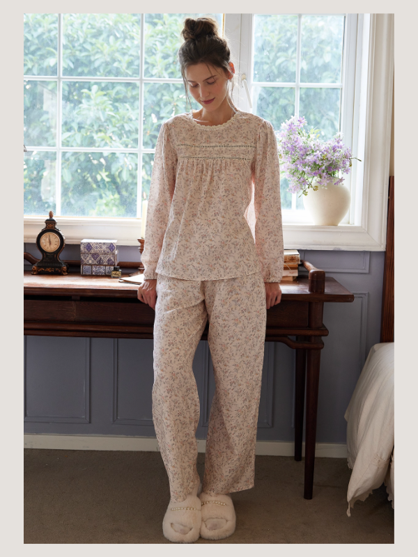 Blush Meadow Lace-Trim Loungewear Set