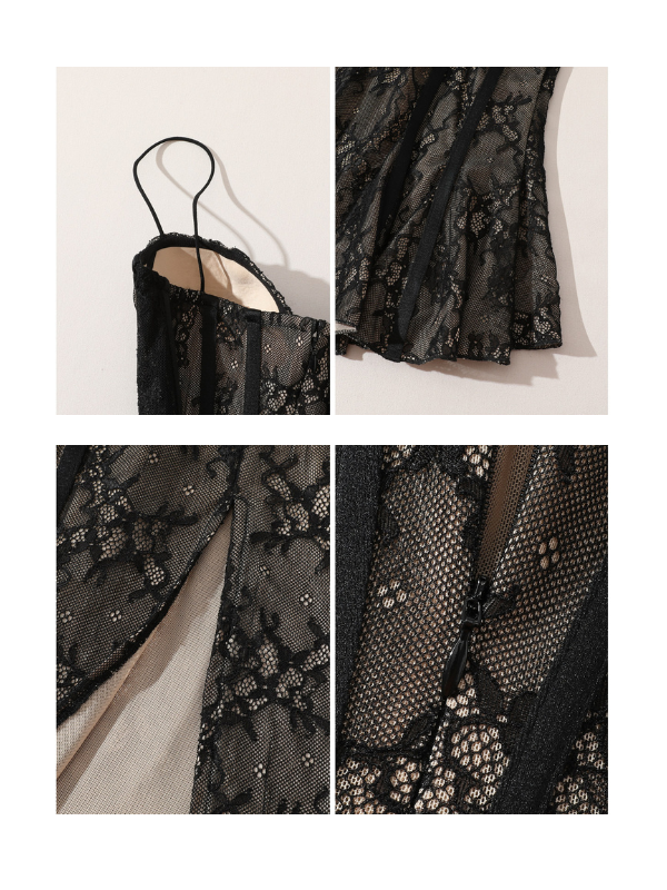 lacemadeMidnight Lace Illusion Dress