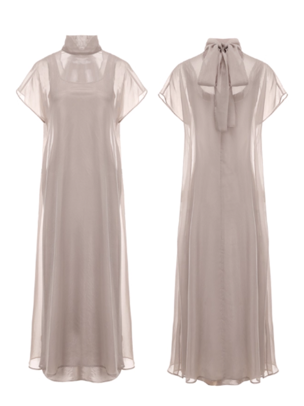 Ethereal Bow-Tie Sheer Dress
