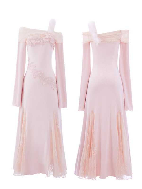 Rose Elegance Off-Shoulder Lace Dress