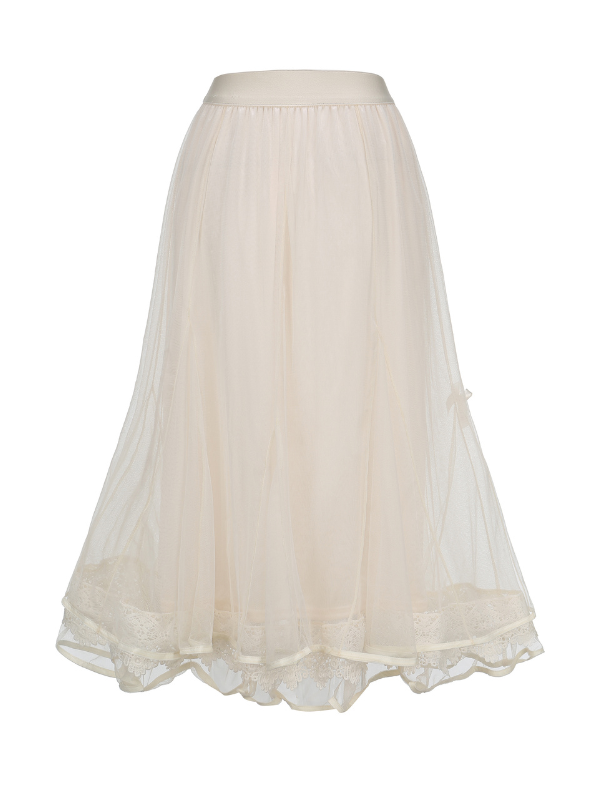 Pearl Ribbon Tulle Skirt