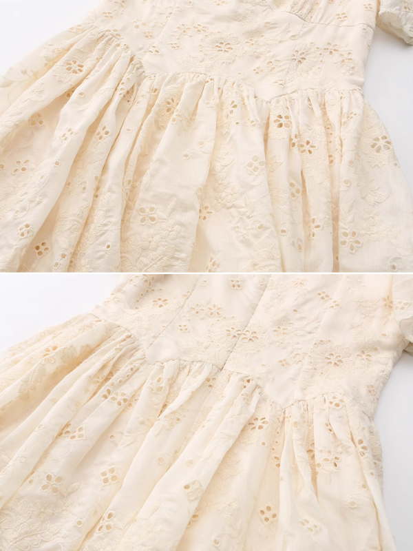 Ivory Garden Floral Embroidery Dress