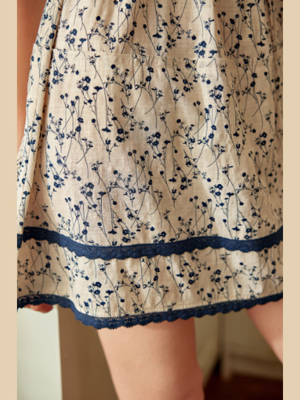 Vintage Floral Square Neck Nightdress