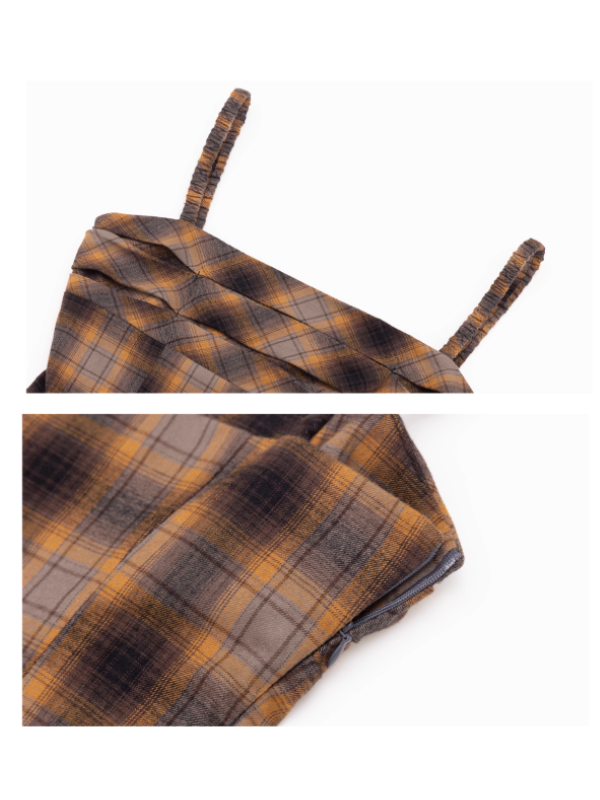 Golden Plaid Vintage Dress