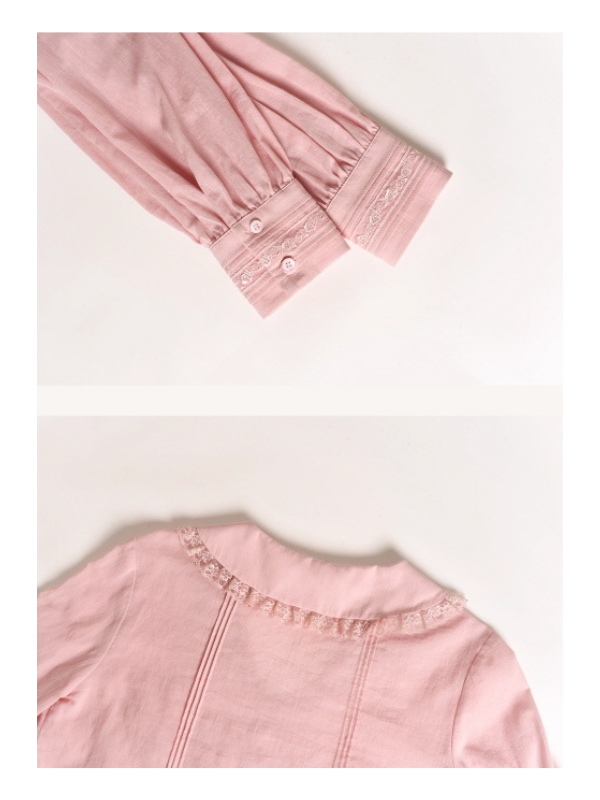 Rosy Lace Collar Vintage Blouse