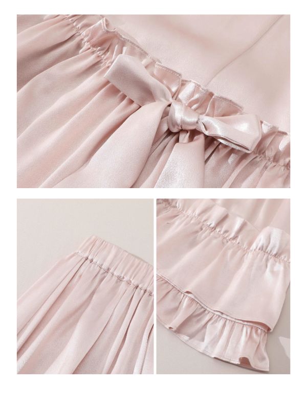 Blush Satin Ruffle Skirt