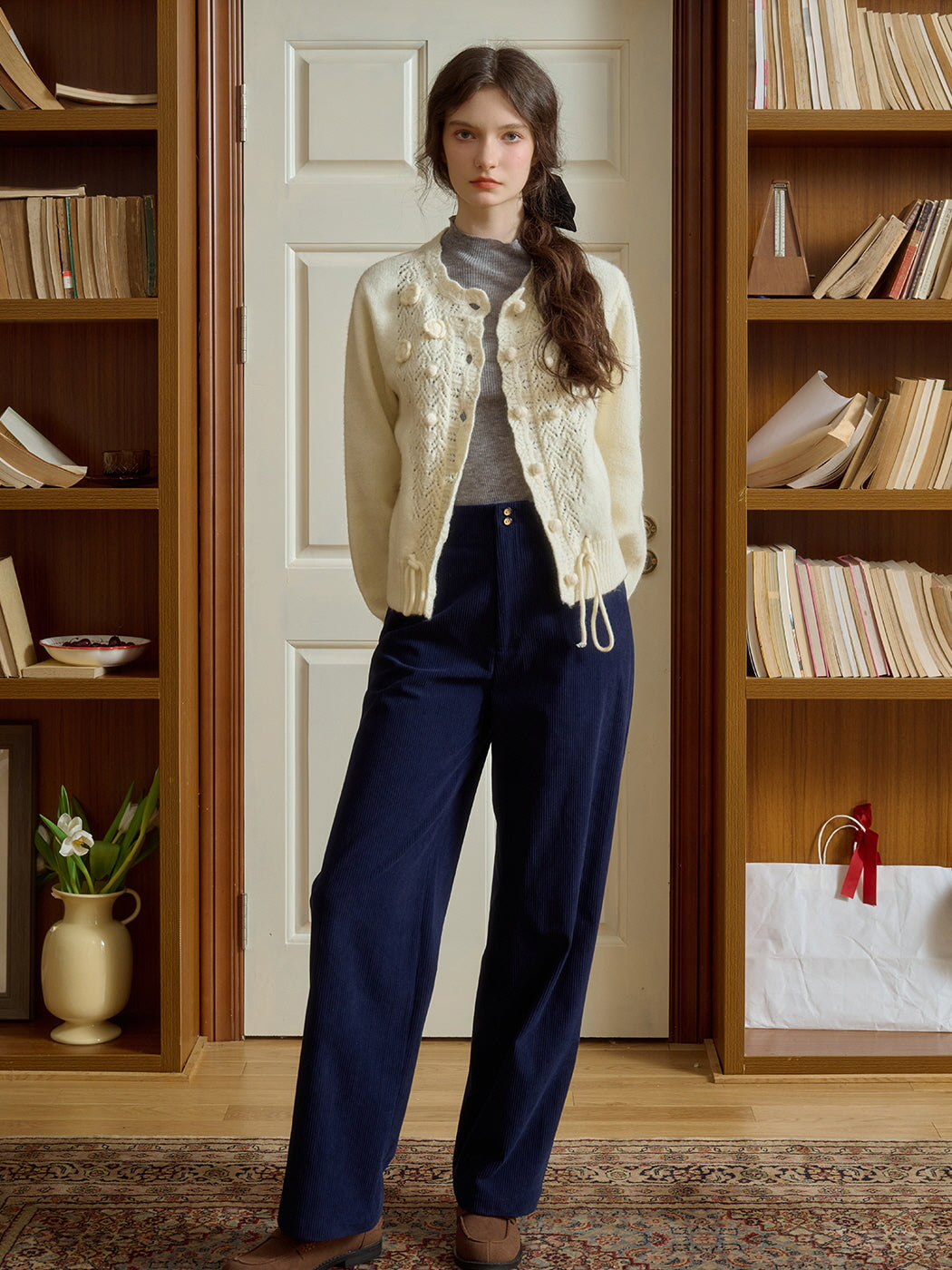 Rosette Bloom Knit Cardigan