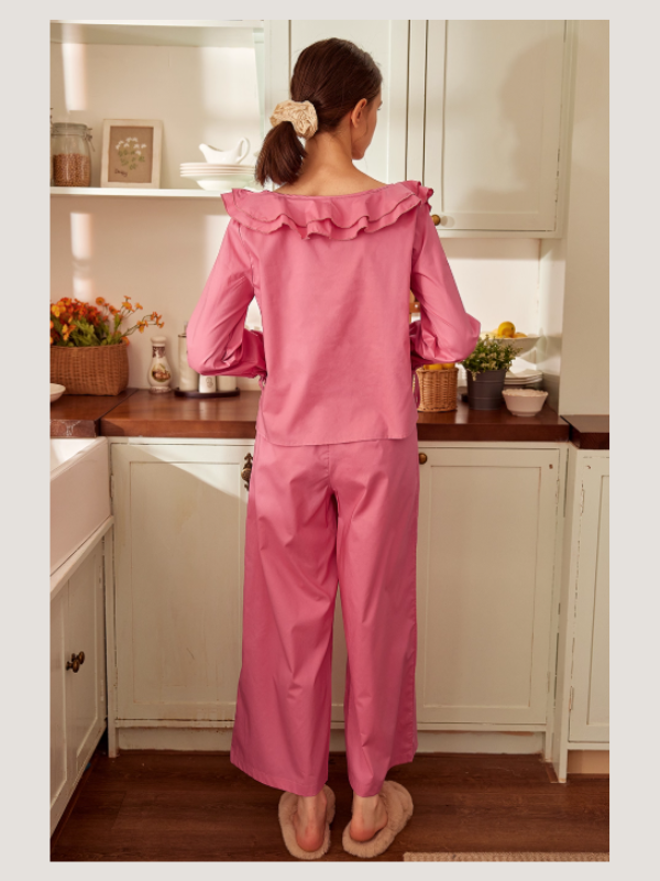 Rose Garden Ruffle Tie Loungewear Set