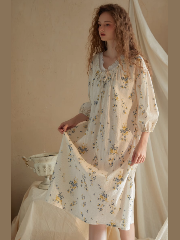 Blossom Whisper Vintage Cotton Nightgown