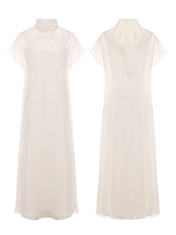 Ethereal Bow-Tie Sheer Dress