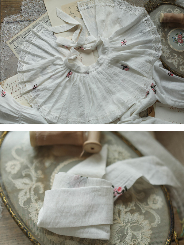 Floral Embroidery Vintage Ruffled Cotton Dress