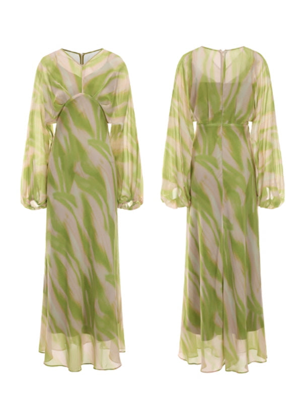 Whispering Meadow Green Flow Maxi Dress