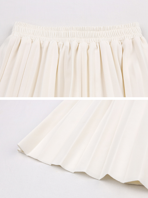 Classic Pleated Autumn White Skirt
