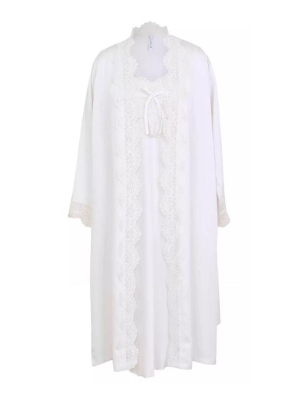 Ivory Elegance Lace Nightgown Set