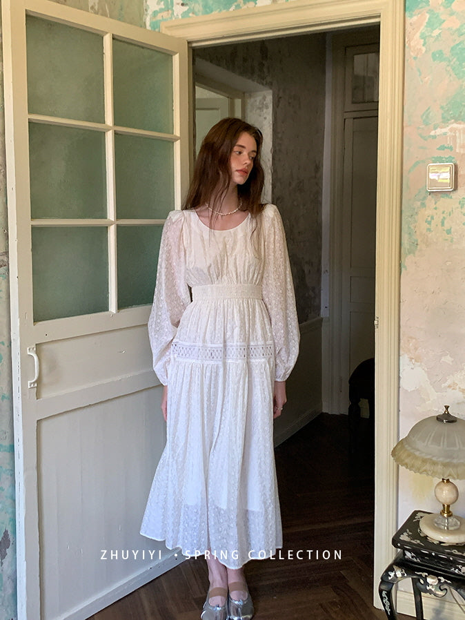 Ethereal White Lace Embroidered Dress
