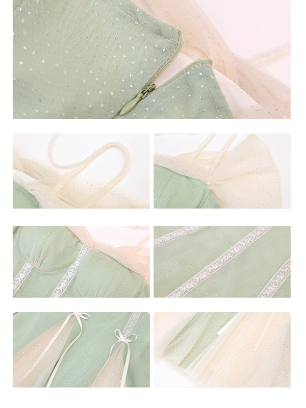 Evelyn's Mint Princess Slit Mesh Dress