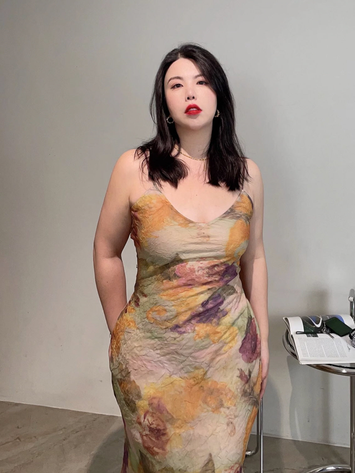 Plus Size Watercolor Garden Rose Dress