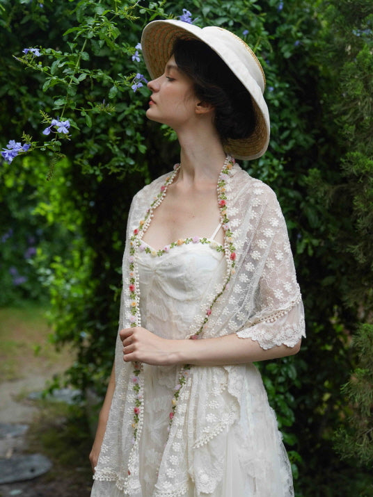 Floral Lace Bodice Dress- Tulle Skirt