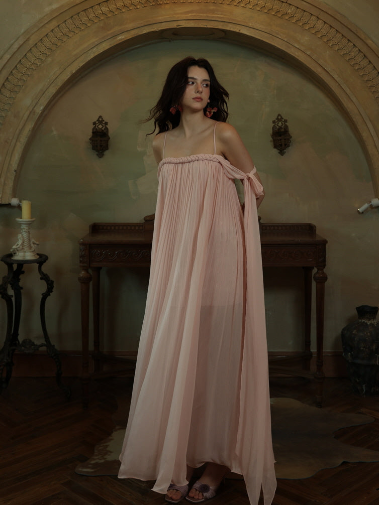 pleated blush dress Blush Pleated Grace Midi Dress XS