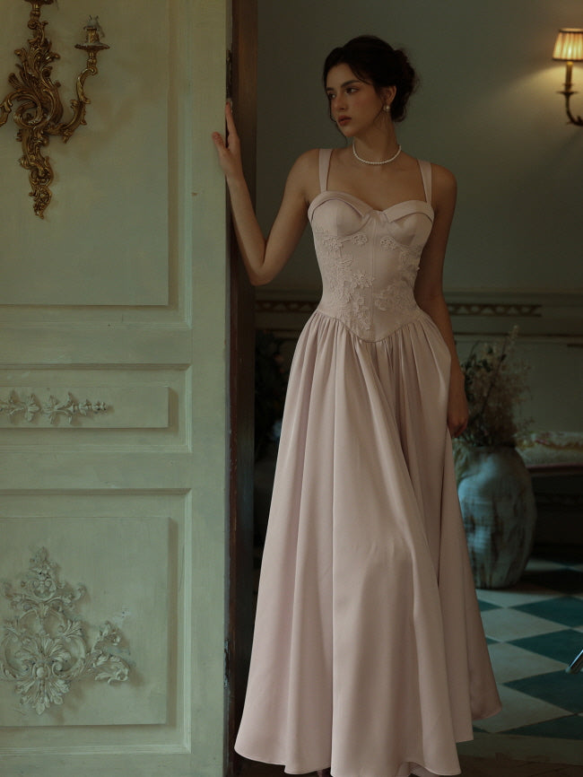 Blush Pink Satin Corset Dress